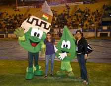 Dancing coca leaves at closing rally of the 